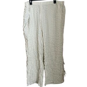 Aerie Cream and Green Striped Straight Leg Pants